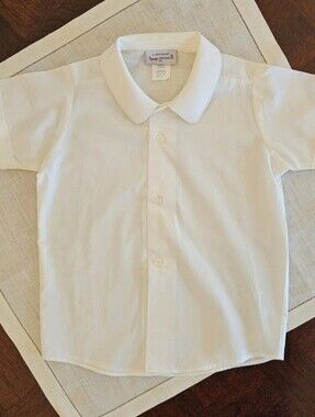 Vintage Imp Originals Boys White Short-sleeve Peter Pan Collar Collared Shirt 4T